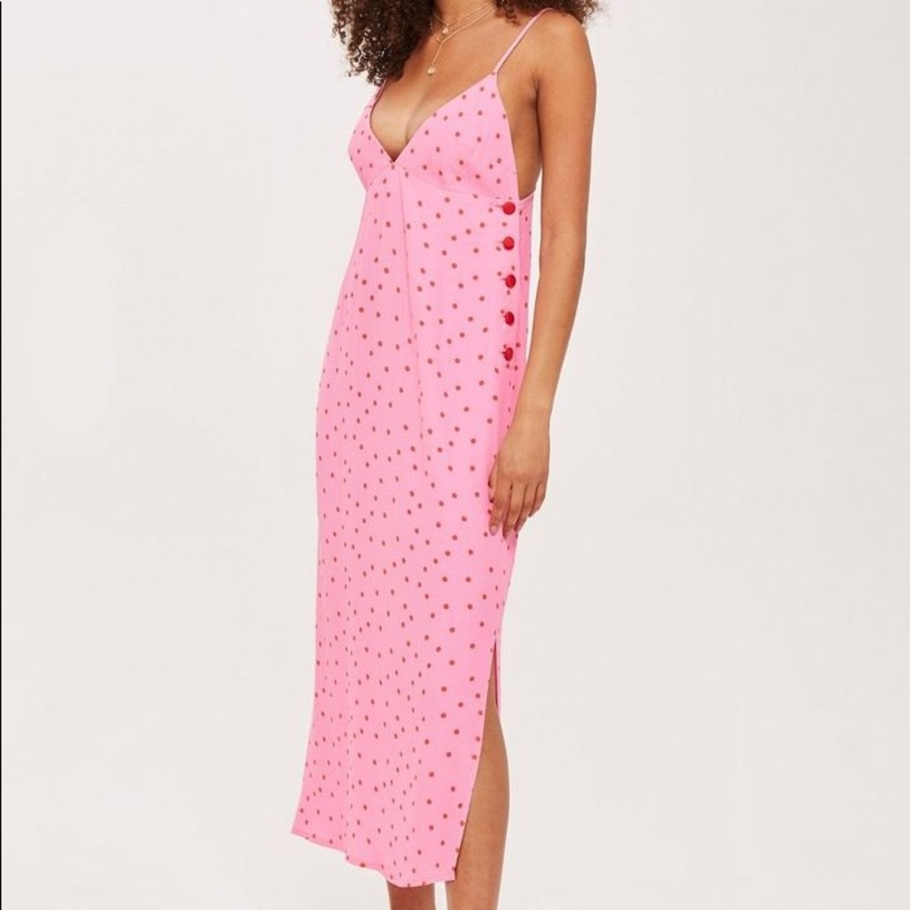 long polka dot slip dress retro